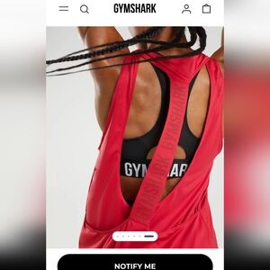Gymshark Red Tank w Cut Out Logo Back